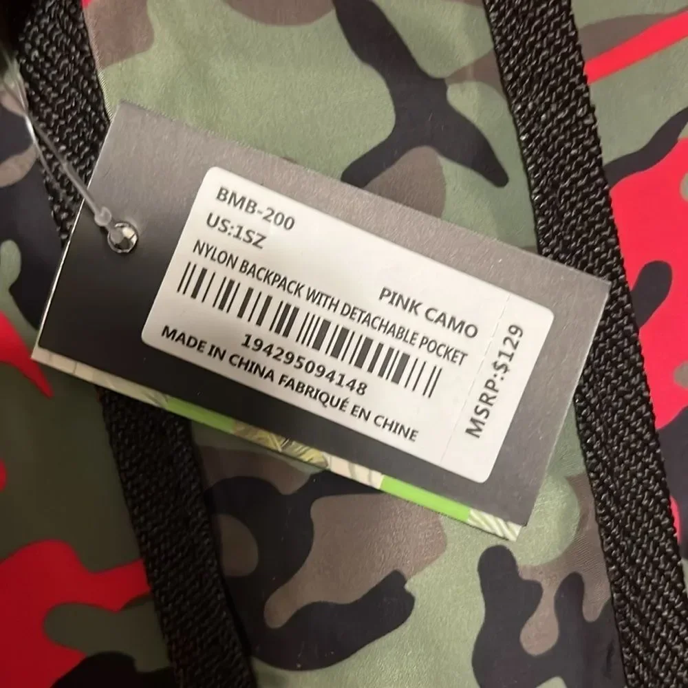 NWT Badgley Mischka Nylon Pink Camo Backpack w/ Removable Belt Bag‎